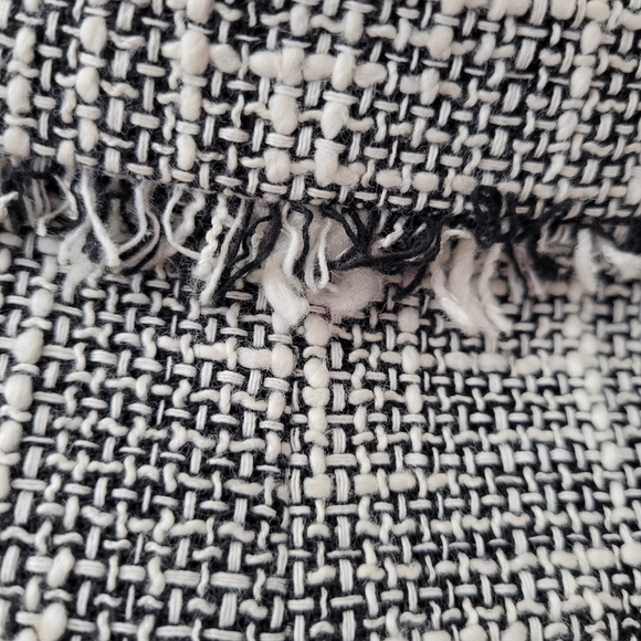 Grey Blazer Tweed Style Log Sleeve Fringed Lapel Cotton Size 20 - Picture 8 of 12